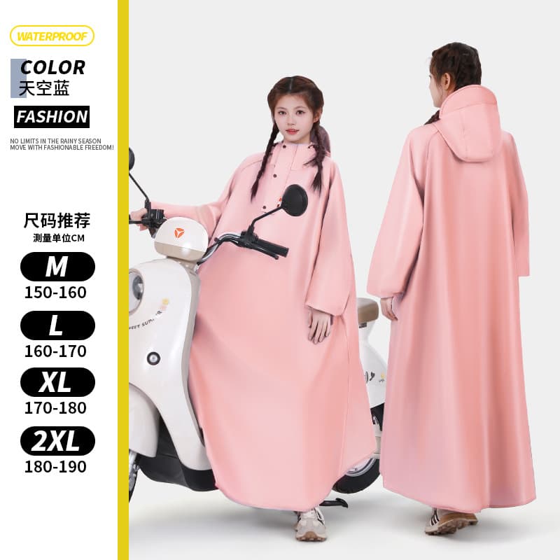 Long Raincoat for Electric Scooter and Motorcycle, Full Body Heavy Rain Poncho, Unisex Adult Riding Rain Gear