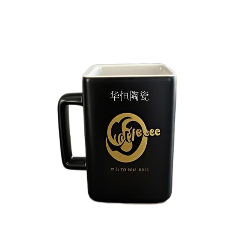 Factory Custom Creative Ceramic Square Cup Cross-Border Hot Selling Ceramic Square Coffee Cup Customizable LOGO Pattern Cup