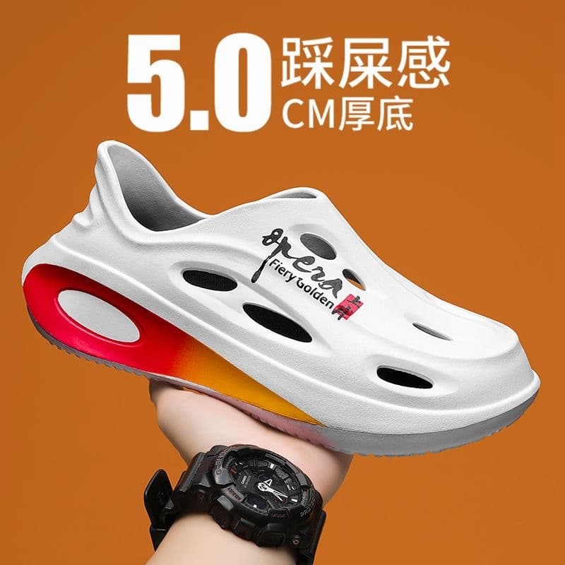 Men's Clog Shoes 2025 New Summer Driving Outdoor Anti-Slip Beach Shoes Closed-Toe Sandals Thick Sole