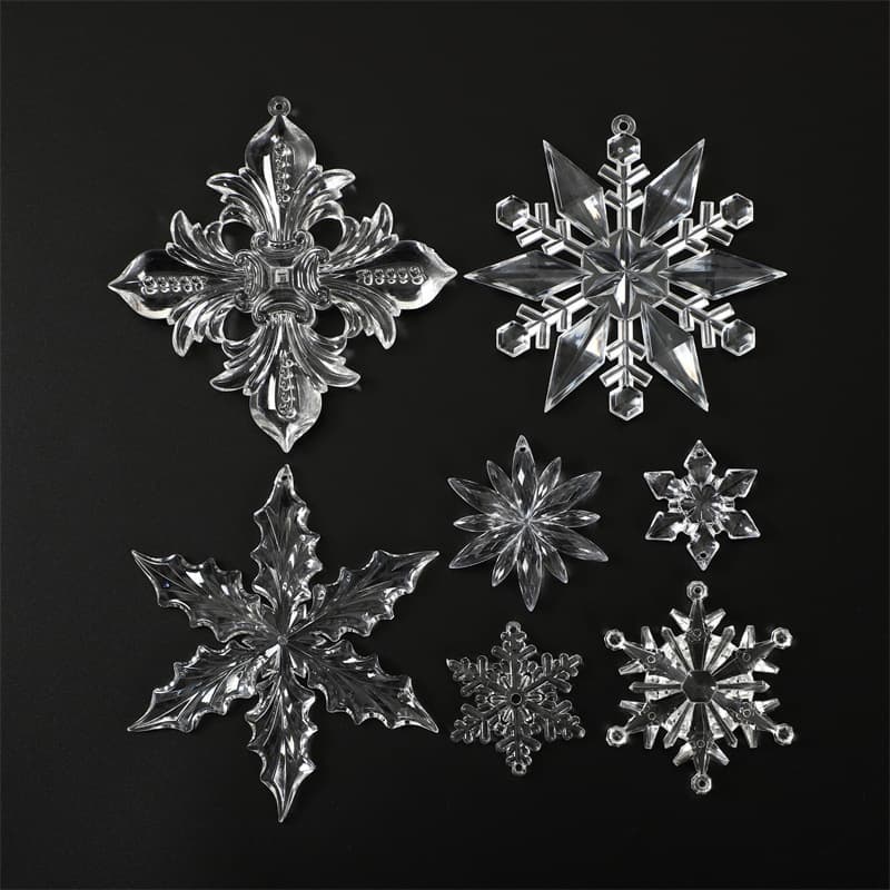Winter Decoration Simulated Transparent Snowflake Plastic Christmas Snowflake Acrylic Scene Setup Hanging Ornaments Crystal Accessories