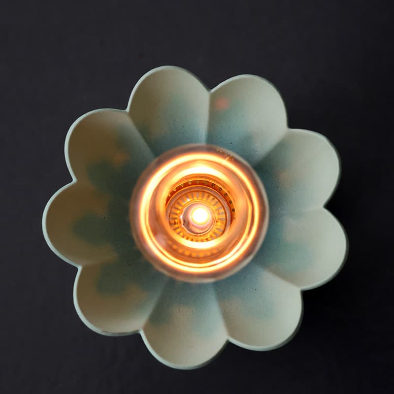 Space Ceramic Eternal Light Tea Room Ornament Home Living Room Blue and White Ghee Lamp Camping Atmosphere Light Decoration