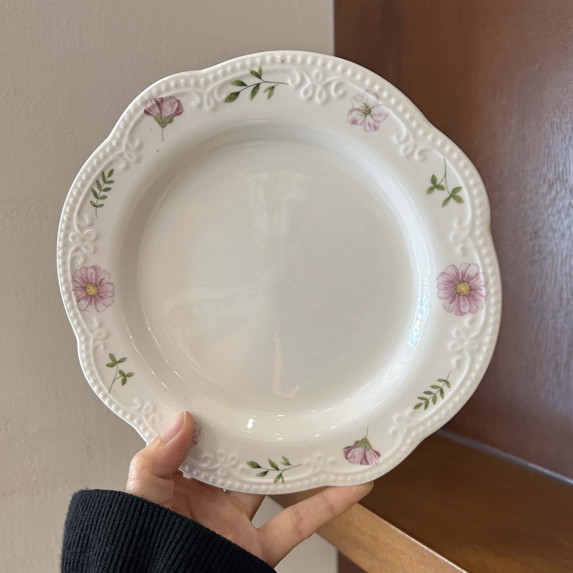 Retro lace plate ins style high-looking ceramic dinner plate dessert plate gourmet photo tableware western dinner plate