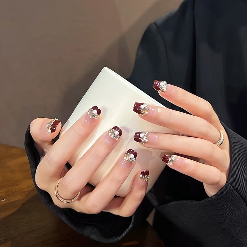 Douyin Hot-Selling Press-On Nails Summer Pure & Alluring Blush Nails Sweet Cute Fresh Style Manicure Press-On Nail Tips
