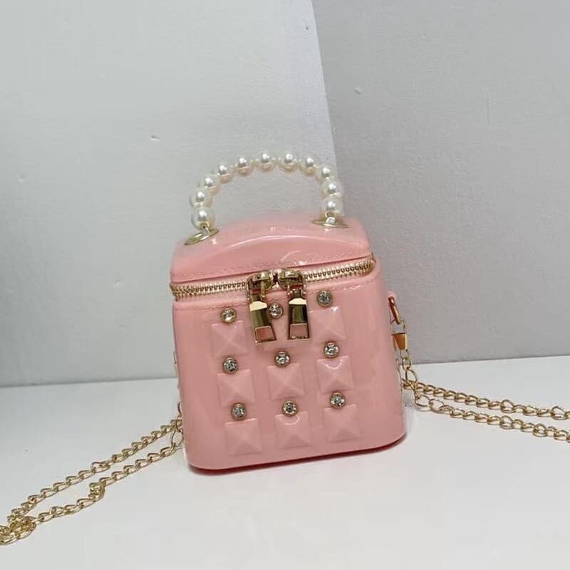 jelly bag bucket bag new style jelly bag with diamonds versatile chain pearl handbag cosmetic bag shoulder