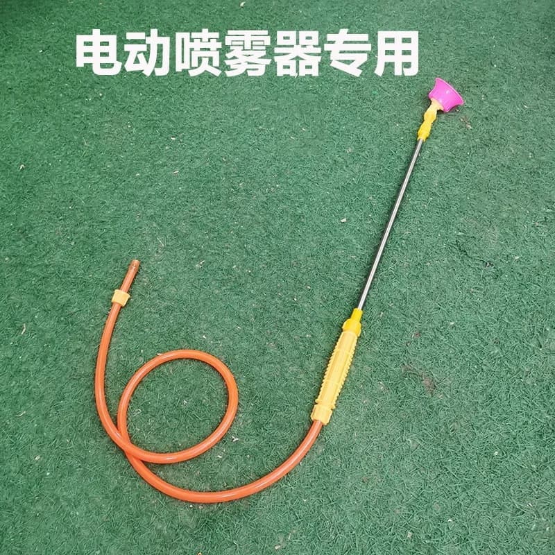 Electric sprayer complete water outlet set with tubing, handle, speed control, power switch, four-season flexible hose, and telescopic spray rod.