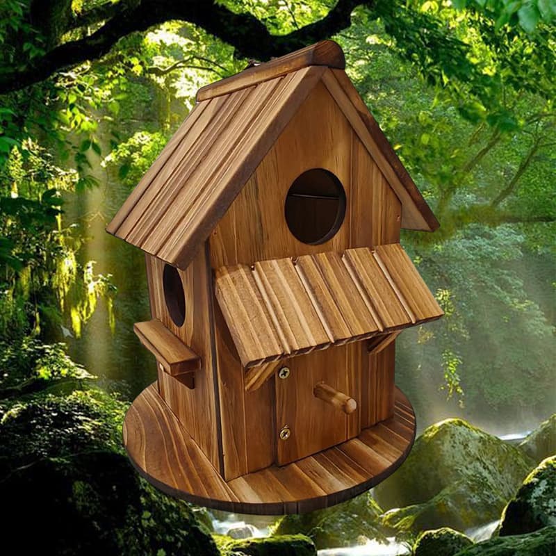 Cross-border New Wooden Birdhouse Hanging Creative Wooden Bird Feeder Bird House DIY Kit Breeding Box Bird Nest