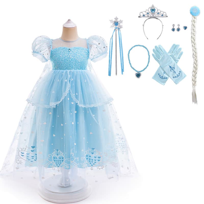 Asha Princess Dress Cosplay Performance Costume Puff Sleeve Tulle Cape Dress Birthday Gown Flower Girl