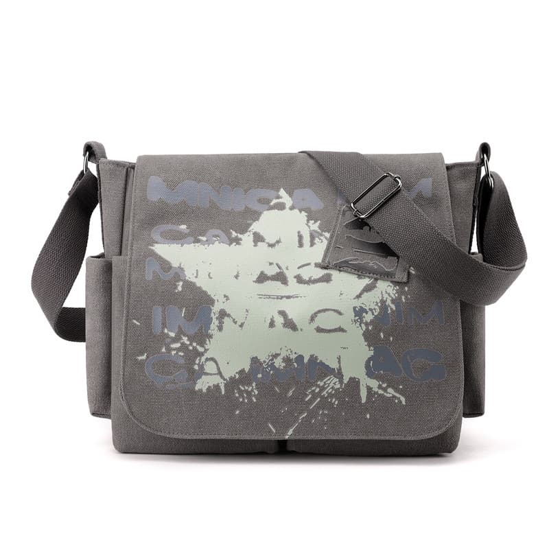 Retro Graffiti Canvas Bag Men's Bag Casual Versatile Business Briefcase Large Capacity Printed Crossbody Bag for Business Travel Commute