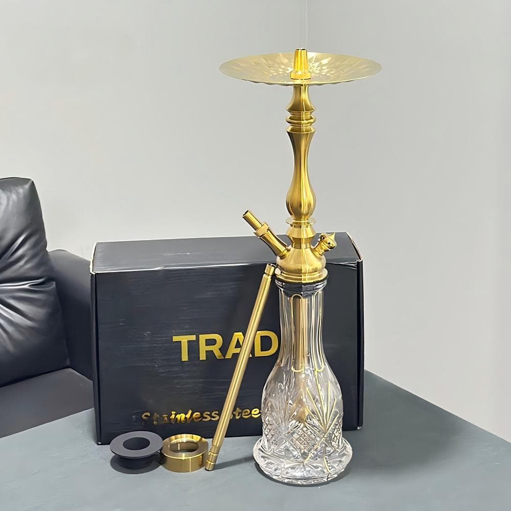 New Arabic Hookah Gift Box Gold Traditional Water Pipe Smoking Set Stainless Steel Hookah