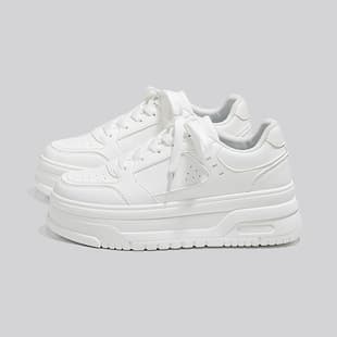 Custom White Shoes Thick Sole Heightening Skateboard Shoes OEM Processing Women's Student Casual Shoes