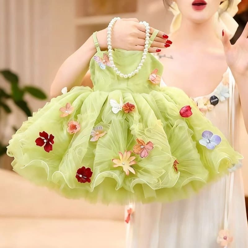 Girls Dress Host Evening Party Dress French Puffy Princess Dress Light Luxury Niche High Sense Dress Short Skirt