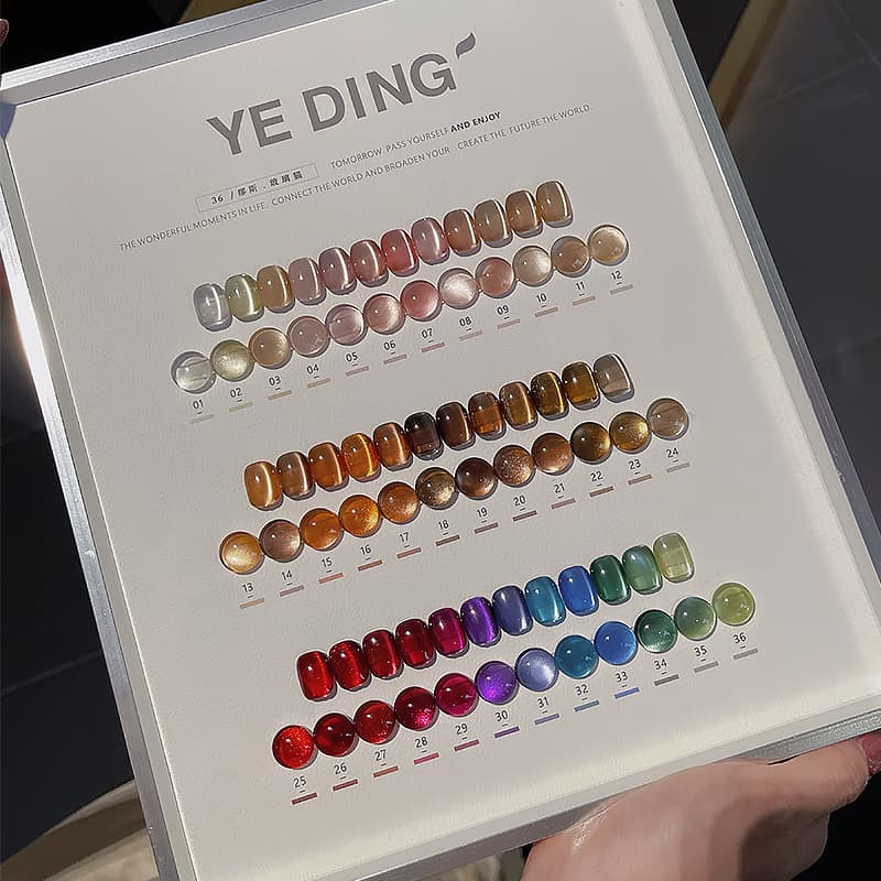 Shuse Yecho 36-Color Muse Glass Bead Cat Eye Gel Polish Porcelain White Satin Small Bulb Cat Eye Gel for Nail Salons