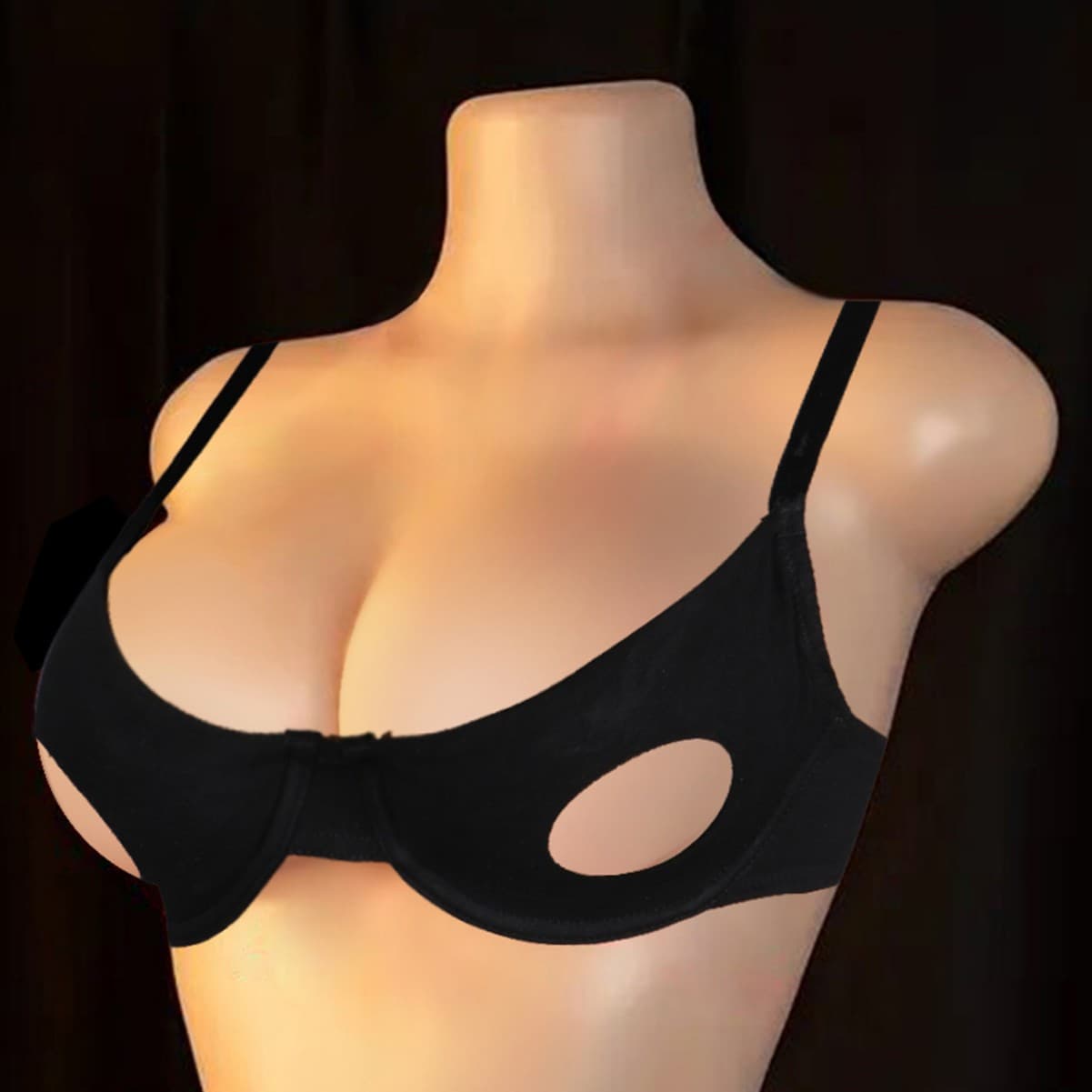 Cross-Border Foreign Trade Women's Sexy Black Bra with Cut-Out Holes, Revealing Breasts, Erotic and Alluring, with Underwire and Push-Up Features