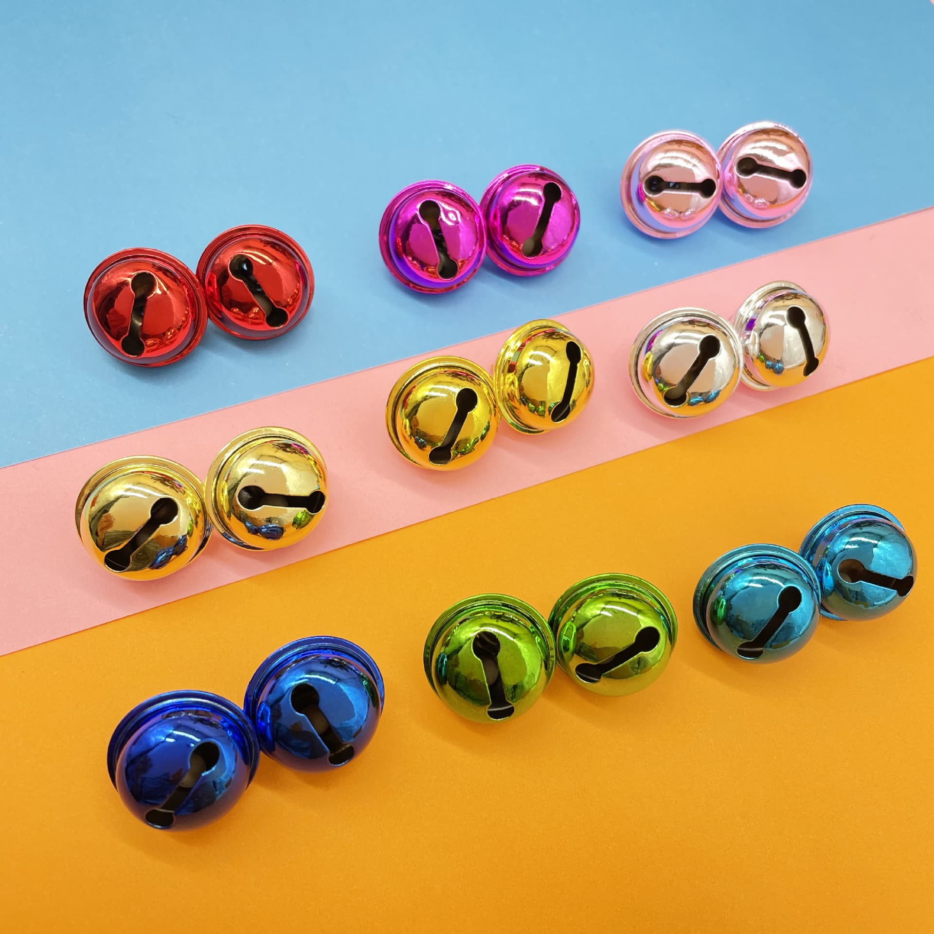 22mm Vacuum Plated Metal Bell DIY Ornament Accessories Straight-opening Pet Bell Christmas Decoration Bell