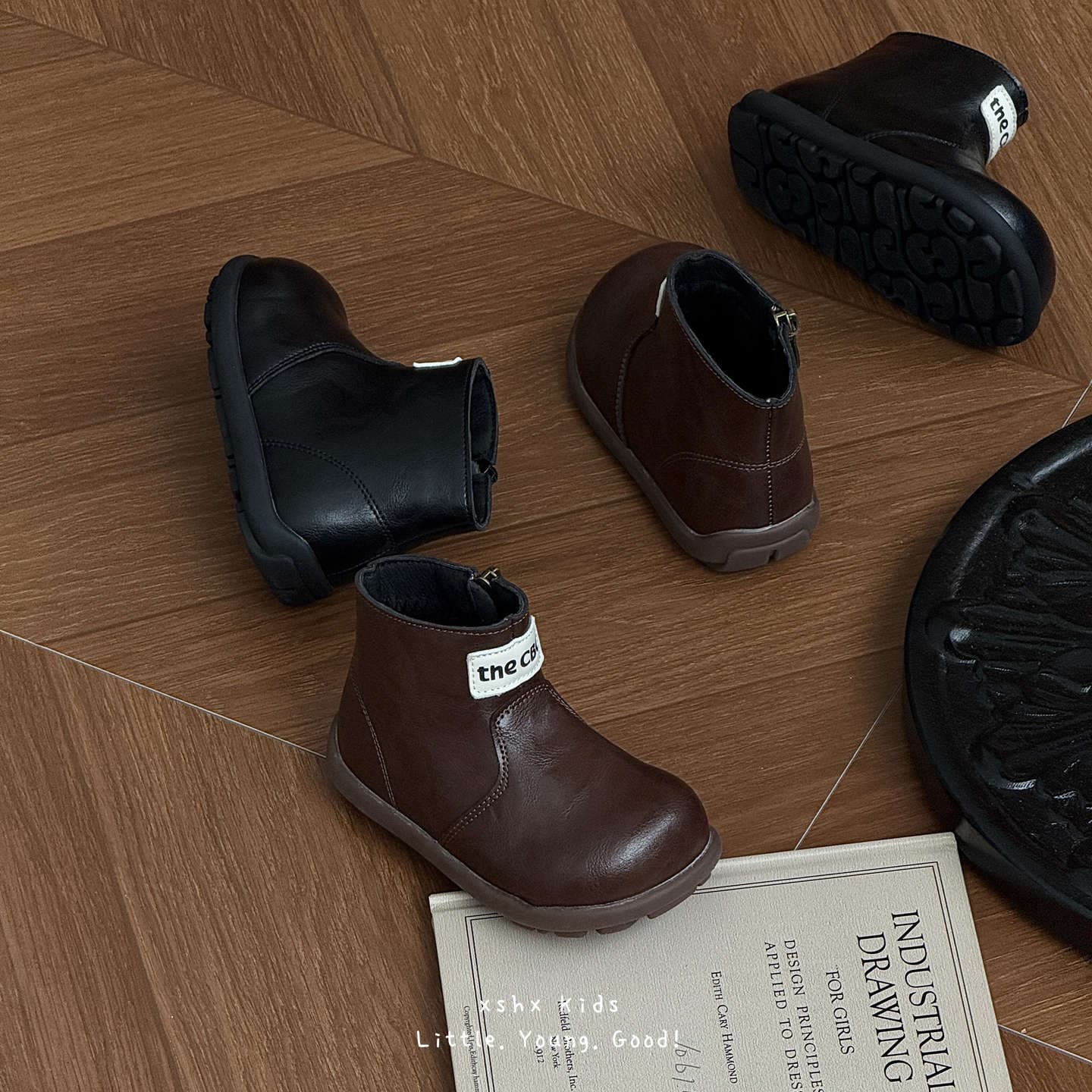 XSHX Aviator Boots | Boys and Girls Autumn Chelsea Boots Side Zipper Retro British Wide Toe Bulky Head Functional Thick Sole