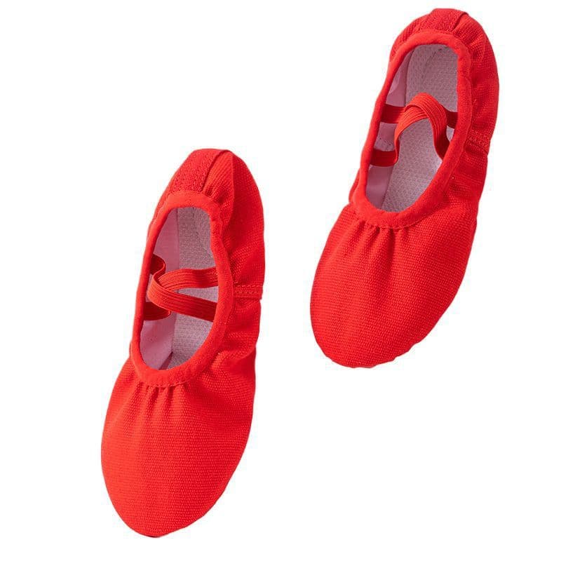 Dance Shoes for Girls and Boys, Chinese Style, Lace-up, Red, Ballet, Soft Sole