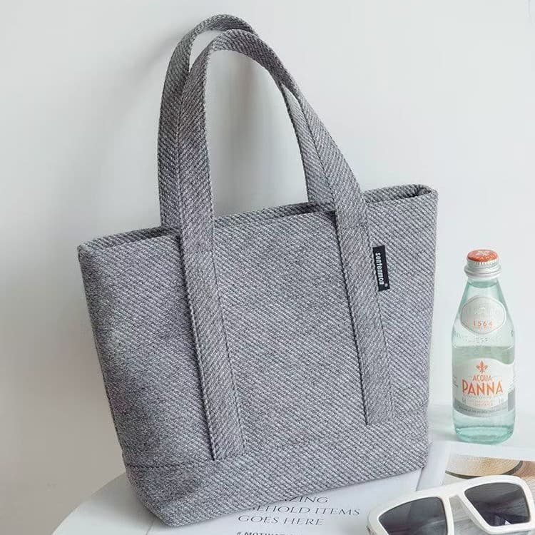 Japanese Style Handbag Faux Linen Texture Minimalist Cloth Bag Large Capacity Women's Bag Commuter Mom Bag Casual Hand Carry Bag for Outings