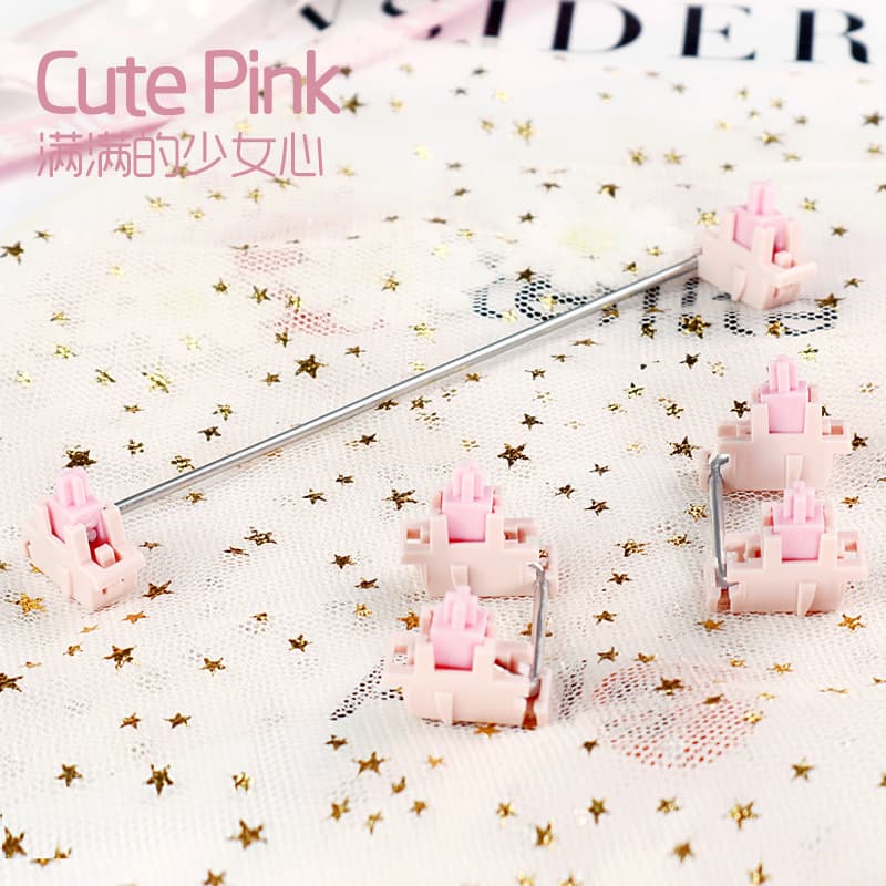 LODK Sakura Pink Stabilizers for Mechanical Keyboard Steel Plate Stabilizers Pink Girl Heart Color Scheme Pre-Lubed and Ready to Ship