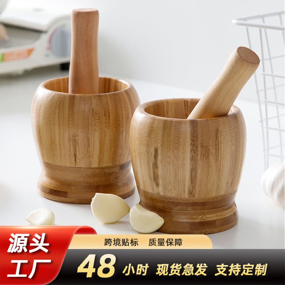 Bamboo Garlic Masher Household Manual Garlic Press Mortar and Pestle Bamboo Kitchen Tool Garlic Crusher