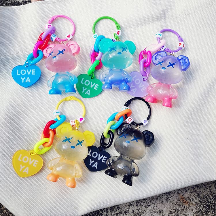 Color-Changing Graffiti Dragon Bear Pendant Bluetooth Wireless Headphone Case Charm Bag Cartoon Colorful Keychain Clip