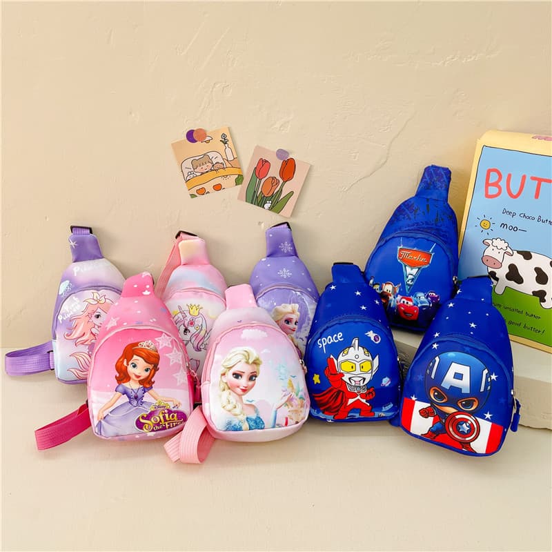 Cute Children's Crossbody Bag Boys And Girls Chest Bag Cartoon Animal Print Breathable Wear Resistant Nylon Backpack for Kids