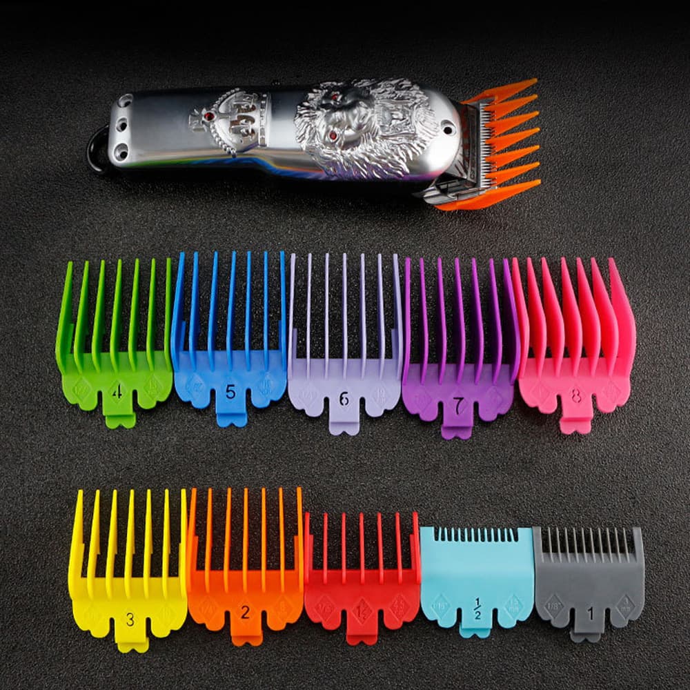 Colorful 10-Piece Hair Styling Tool Set with Positioning Comb, Electric Push Card Ruler, and Hairdressing Supplies Kit
