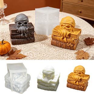 Octopus Pirate Skull Spellbook Candle Silicone Mold DIY Aromatherapy Plaster Halloween Decoration Resin Mold