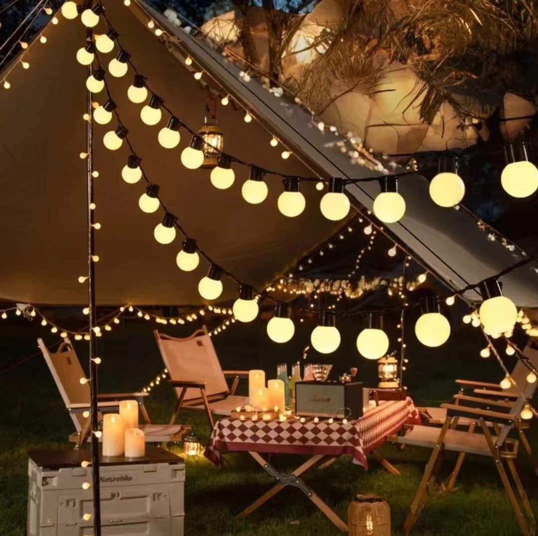 Cross-border Outdoor Camping Popular LED Large Bulb String Lights Colorful Wedding Atmosphere Decorative Camping String Lights