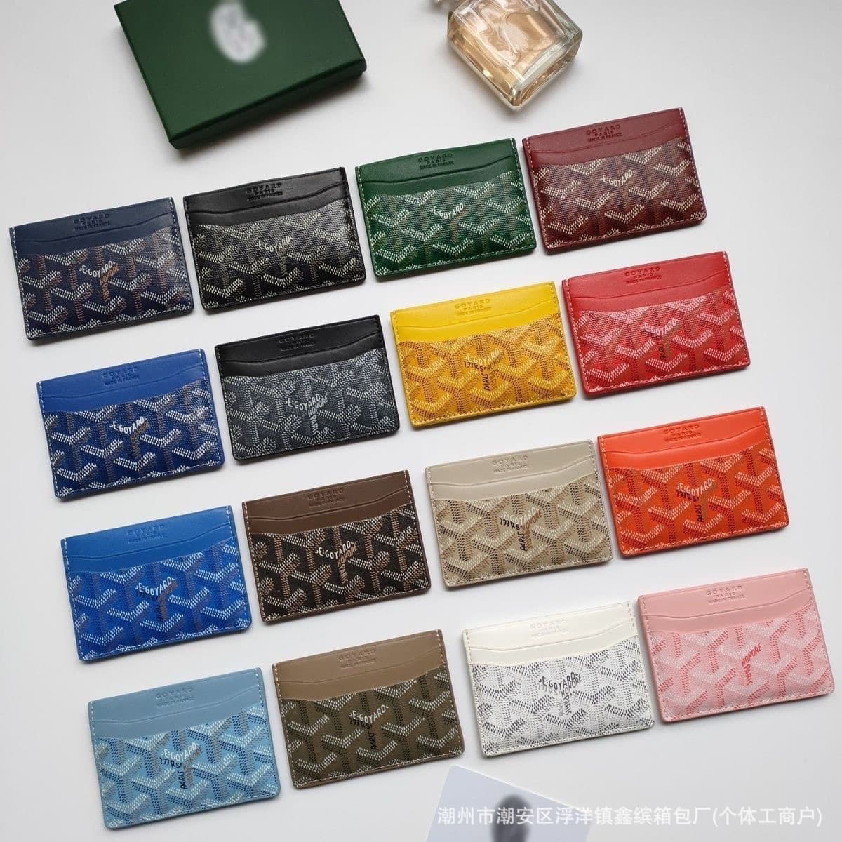 Goyard Slim Card Case Ultra-Thin Classic Dog Tooth Pattern Leather Passport Card Holder Women's Card Organizer Wallet