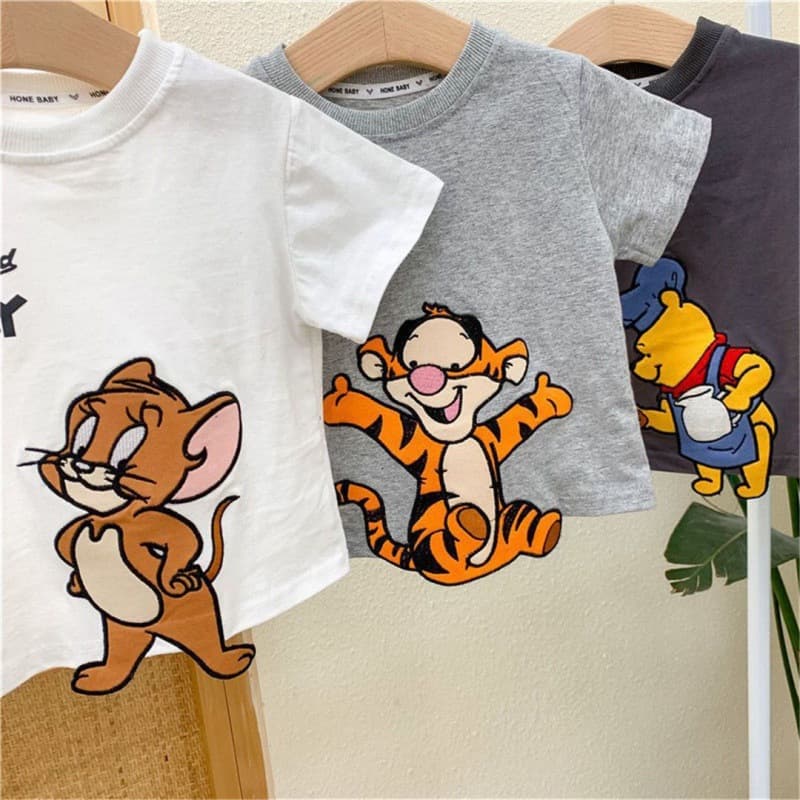 Cross-Border Summer New Kids Cartoon Embroidered Short Sleeve T-Shirt for Boys and Girls