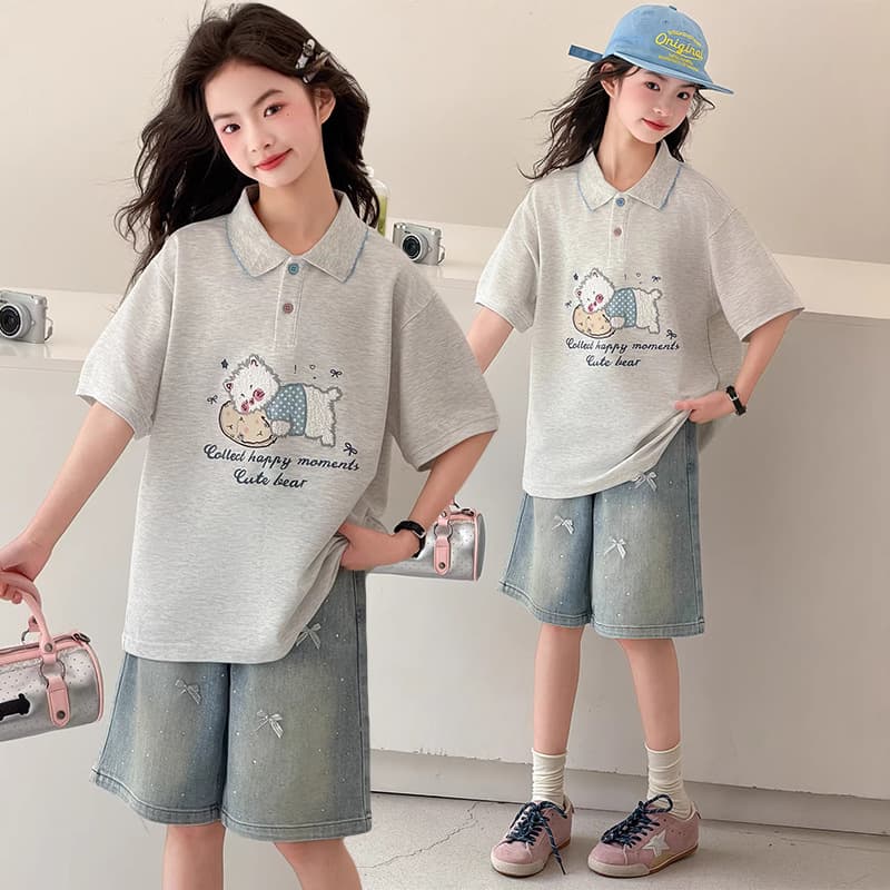 Cross-border Summer 2026 New Kids Polo Shirt Top Girls Fashionable Cartoon Thin Summer T-shirt Wholesale