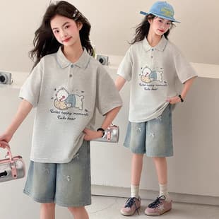 Cross-Border Summer 2026 New Kids Polo Shirt Top for Girls Cute Cartoon Lightweight Summer T-Shirt Wholesale
