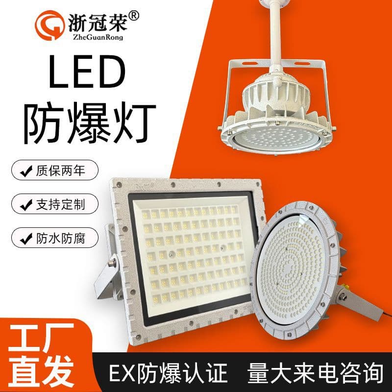 Zheguanrong Explosion-proof Floodlight Gas Station Warehouse 50W 100W Explosion-proof Floodlight Die-cast Aluminum LED Explosion-proof Lamp