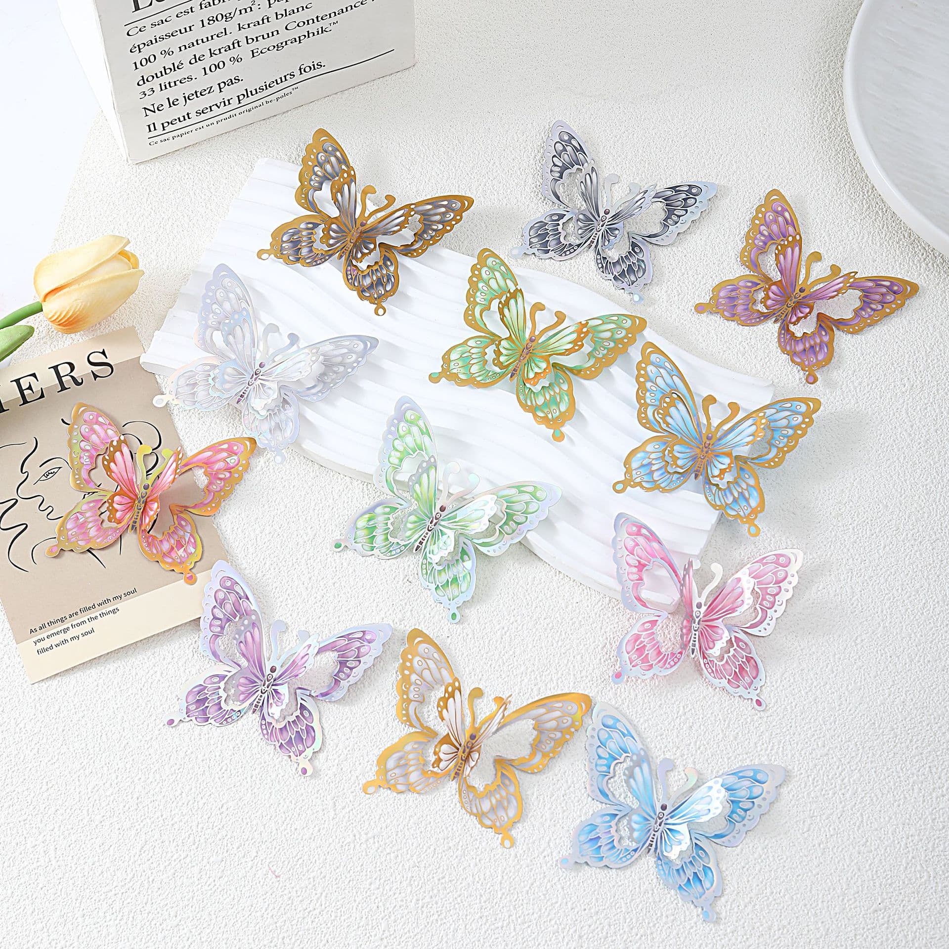 New Selection 3D Simulation Hollow Butterfly Self-Adhesive Wall Sticker for Living Room Bedroom Wallpaper Decoration Supplies Wholesale