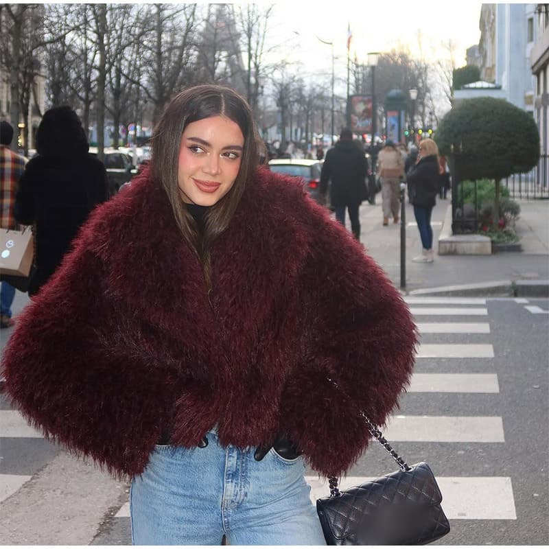 Cross-border European and American style autumn and winter Teddy curly faux fur coat women's short long hair street cardigan jacket