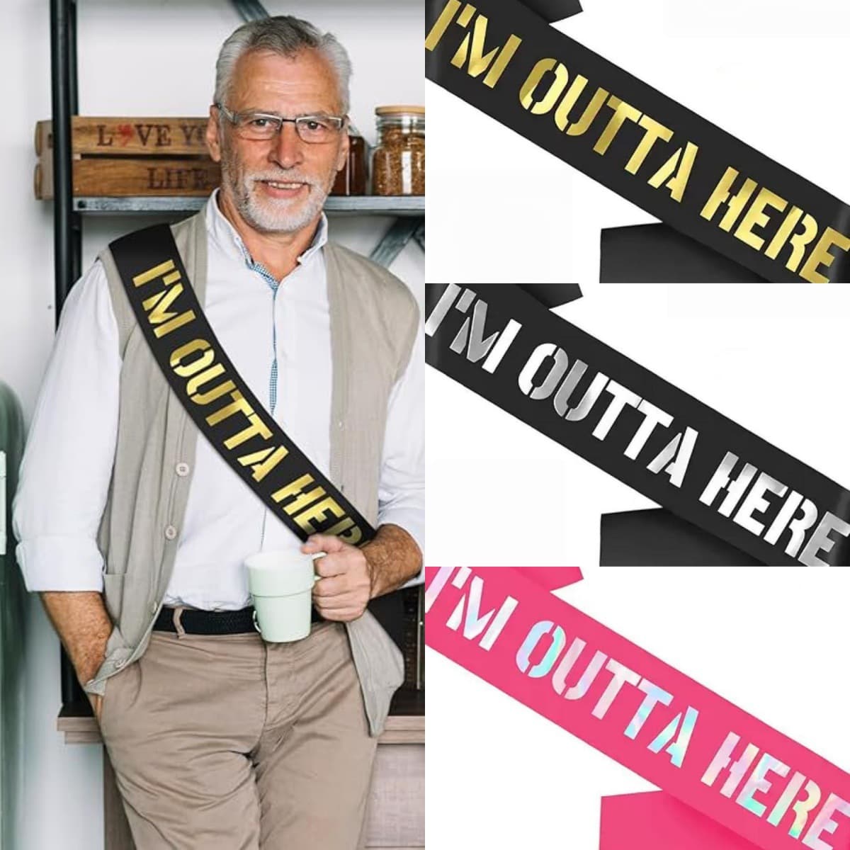 Divorce Graduation Retirement Party Sash I'M OUTTA HERE Graduation Farewell Ribbon