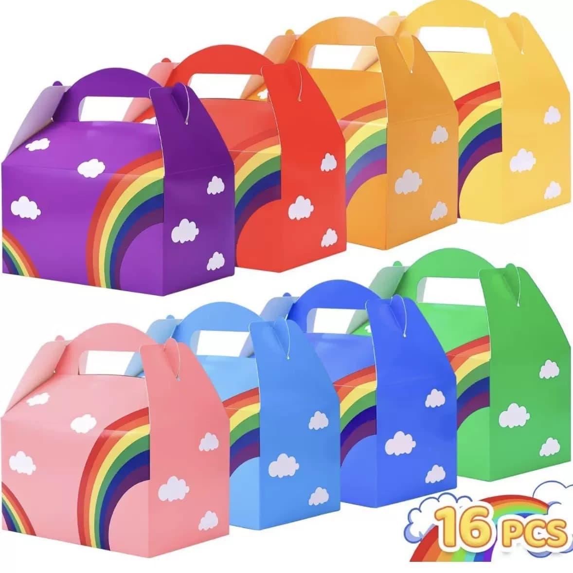 Amazon's hottest rainbow theme paper candy box children's birthday party gift box party decorations