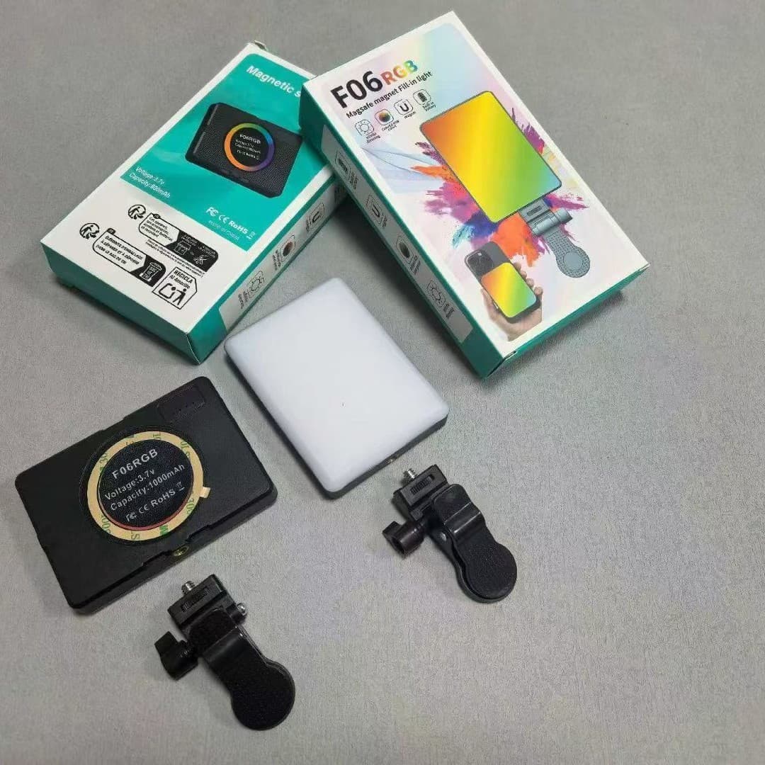 F06RGB Pocket Light Camera Fill Light Phone Live Streaming Pocket Light Beauty Light Magnetic Mini Ring Light