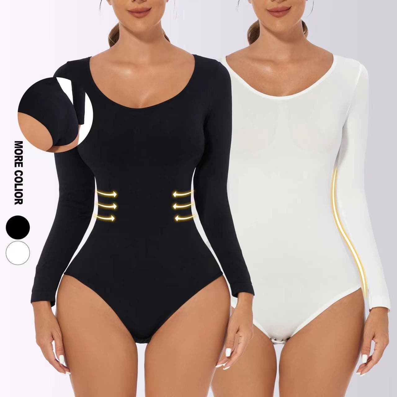 Cross-border Bodysuit Women's Waist Trainer with Hook-and-Eye Closure, Arm Lifting Shapewear, Long-Sleeve Innerwear, Elastic Tummy Control Body Shaper