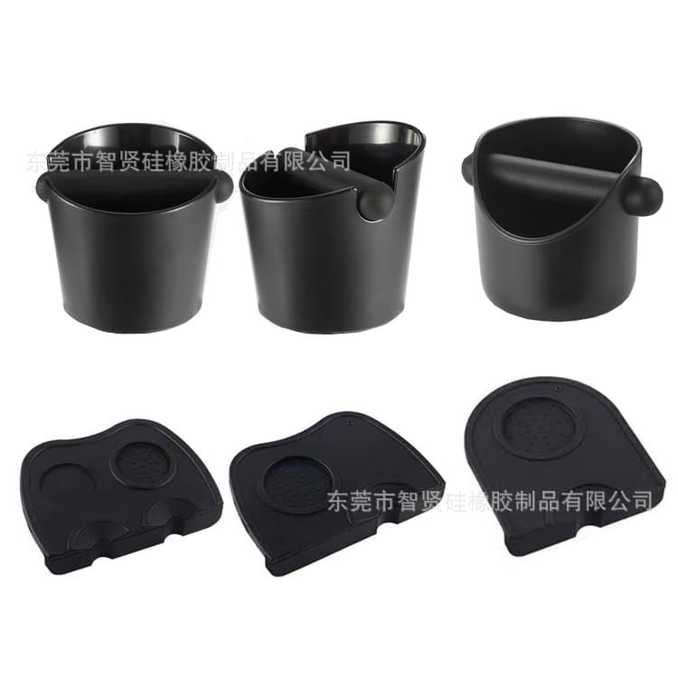 Factory Direct ABS Knock Box Powder Waste Bin with Silicone Tamping Mat and Corner Tamping Base Coffee Mat