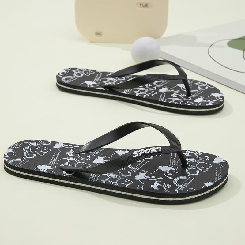 New Sandals Summer Outdoor Men's Flip Flops Printed Style Beach Sandals Comfortable and Breathable