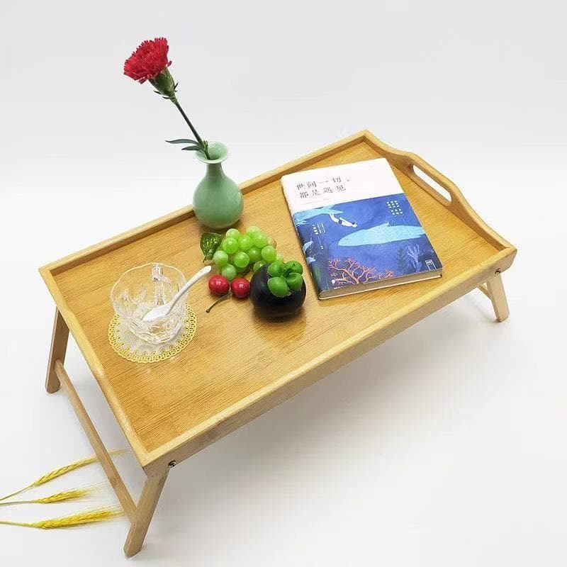 Bed Tray Folding Dining Tray Plate Fruit Tray Wooden Bamboo Tea Tray Picnic Table Bed Tray with Legs for Postpartum Meals