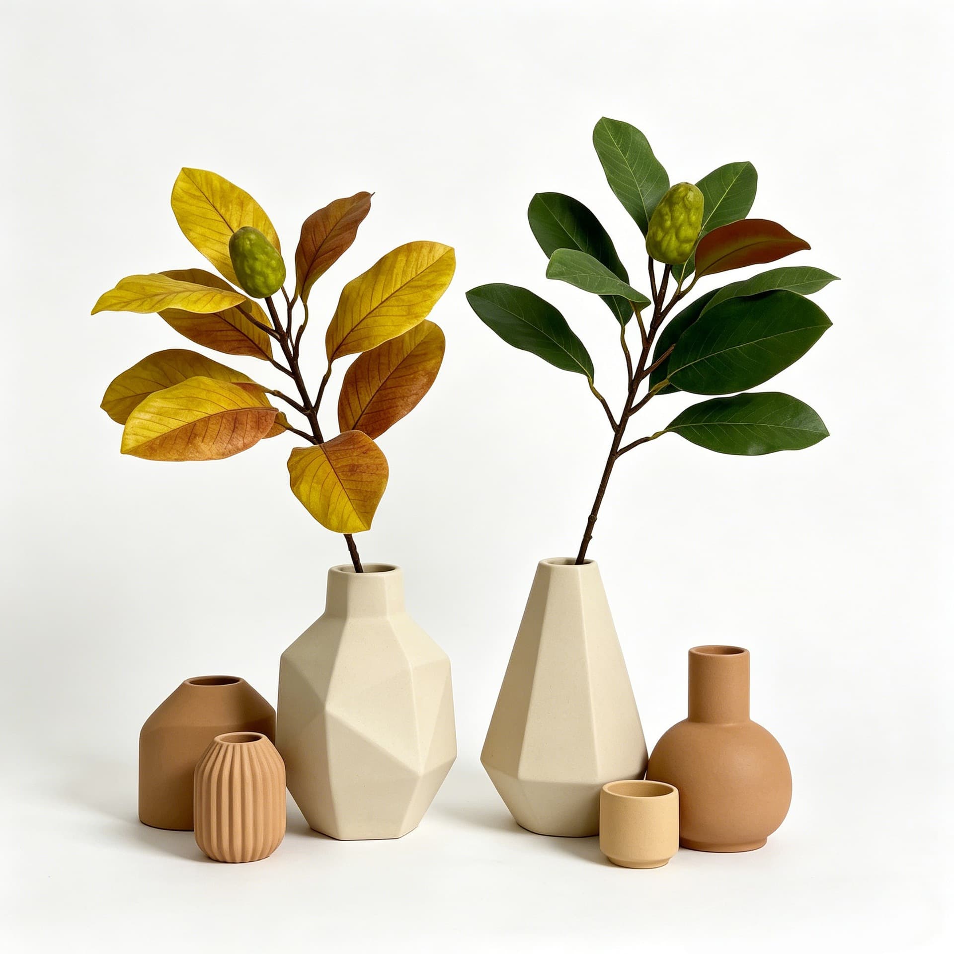 Artificial Green Plant Kapok Fruit Branch Wholesale Artificial Red Kapok Leaf Panzhihua Leaf Fork Decoration Magnolia 3D Leaf Cross-border Milan Leaf