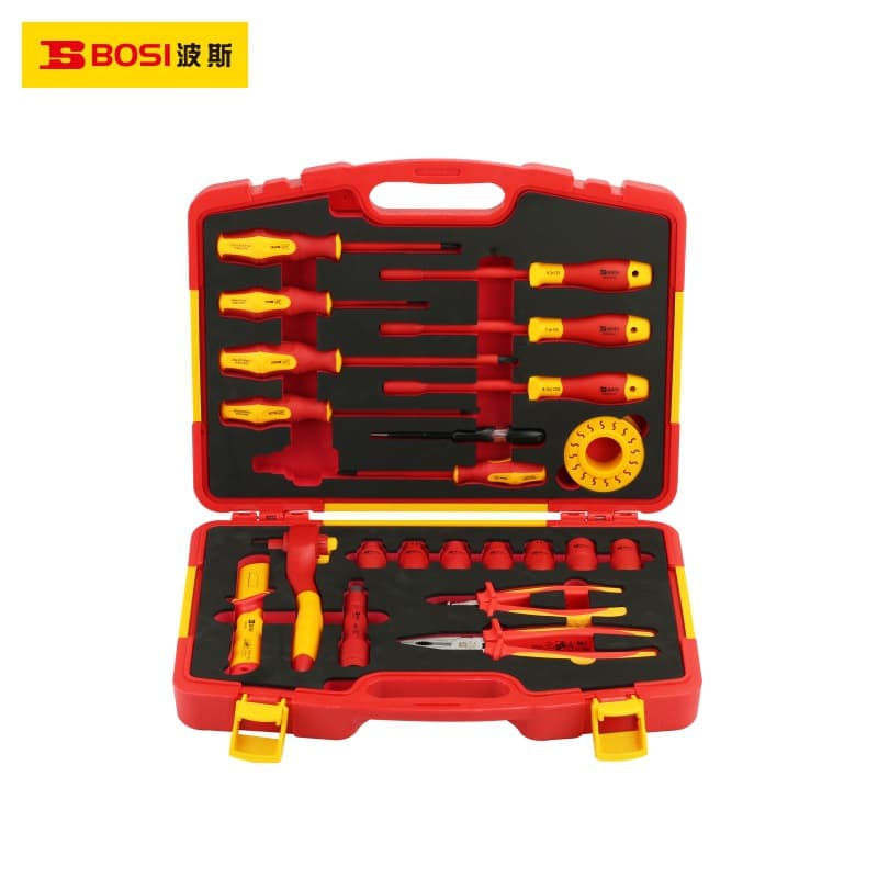 Bosi 22-Piece VDE Insulated Tool Set Telecom Kit Voltage-Resistant Insulated Screwdriver Pliers Tool Set
