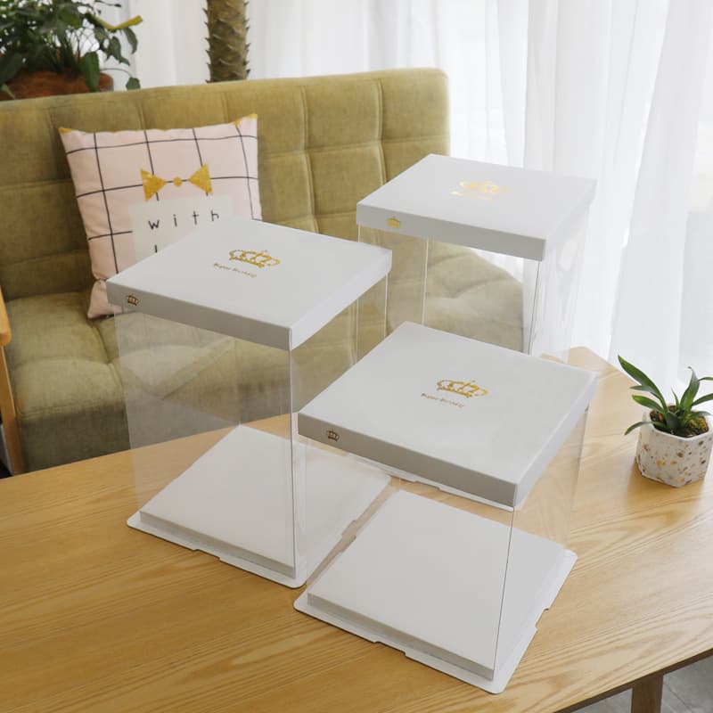 Cake Box Transparent Packaging Box 4 Inch 6 Inch 8 Inch 10 Inch 12 Inch 14 Inch High Double Logo Wholesale and Retail