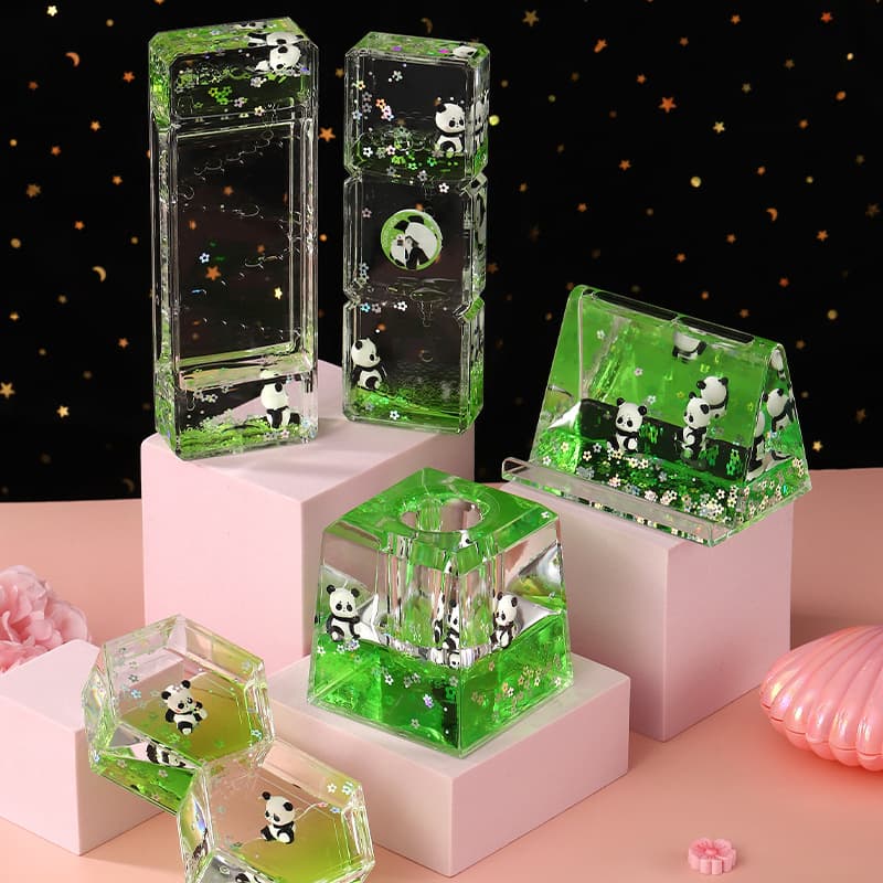 Cute Panda Quicksand Ornaments Micro Landscaping Desktop Decorations Cartoon Doll Souvenirs Hourglass Drift Bottle