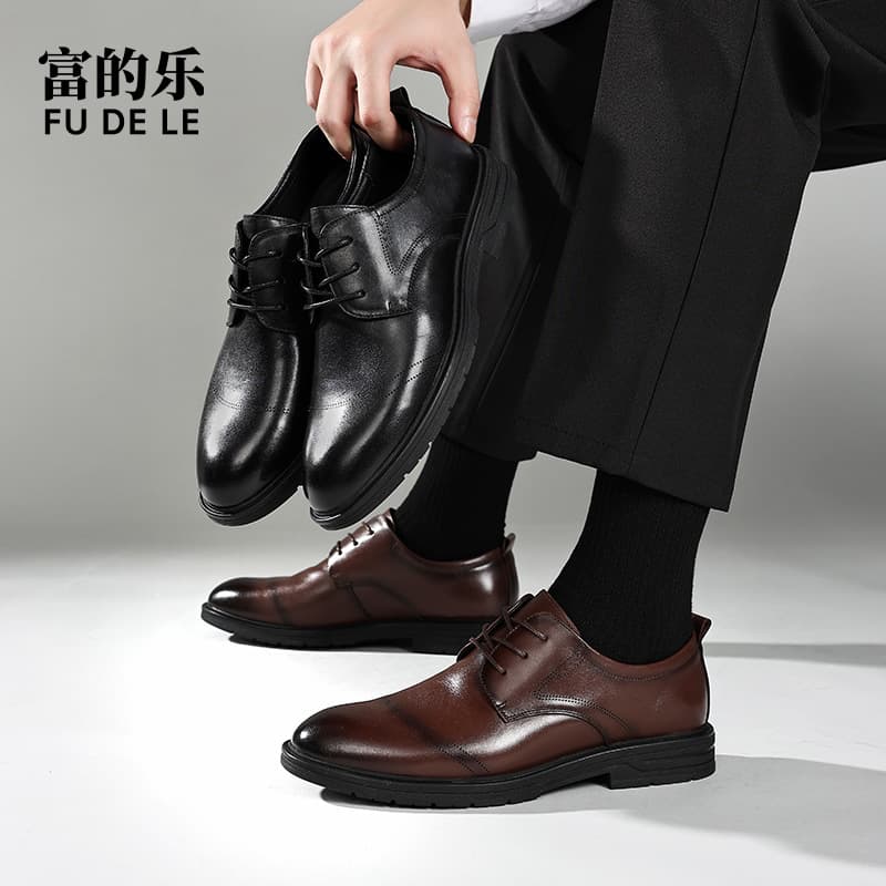 Wholesale Men's Shoes 2026 Spring/Autumn New Style Formal Business Leather Shoes, Men's British Style Genuine Leather Wear-resistant Leather Shoes