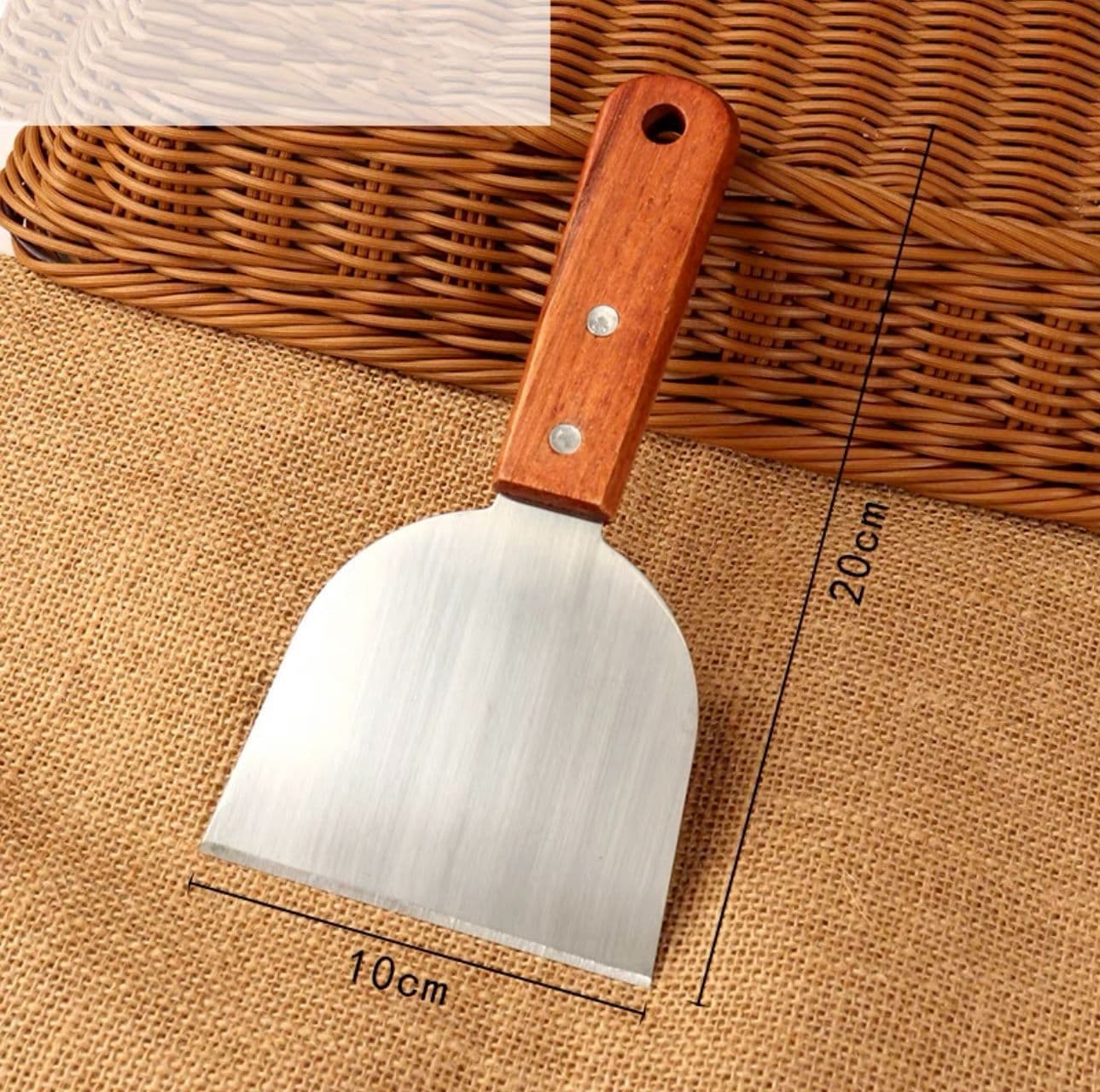 Wooden Handle Teppanyaki Steak Spatula Pizza Turner Pancake Scraper Triangular Cooking Spatula