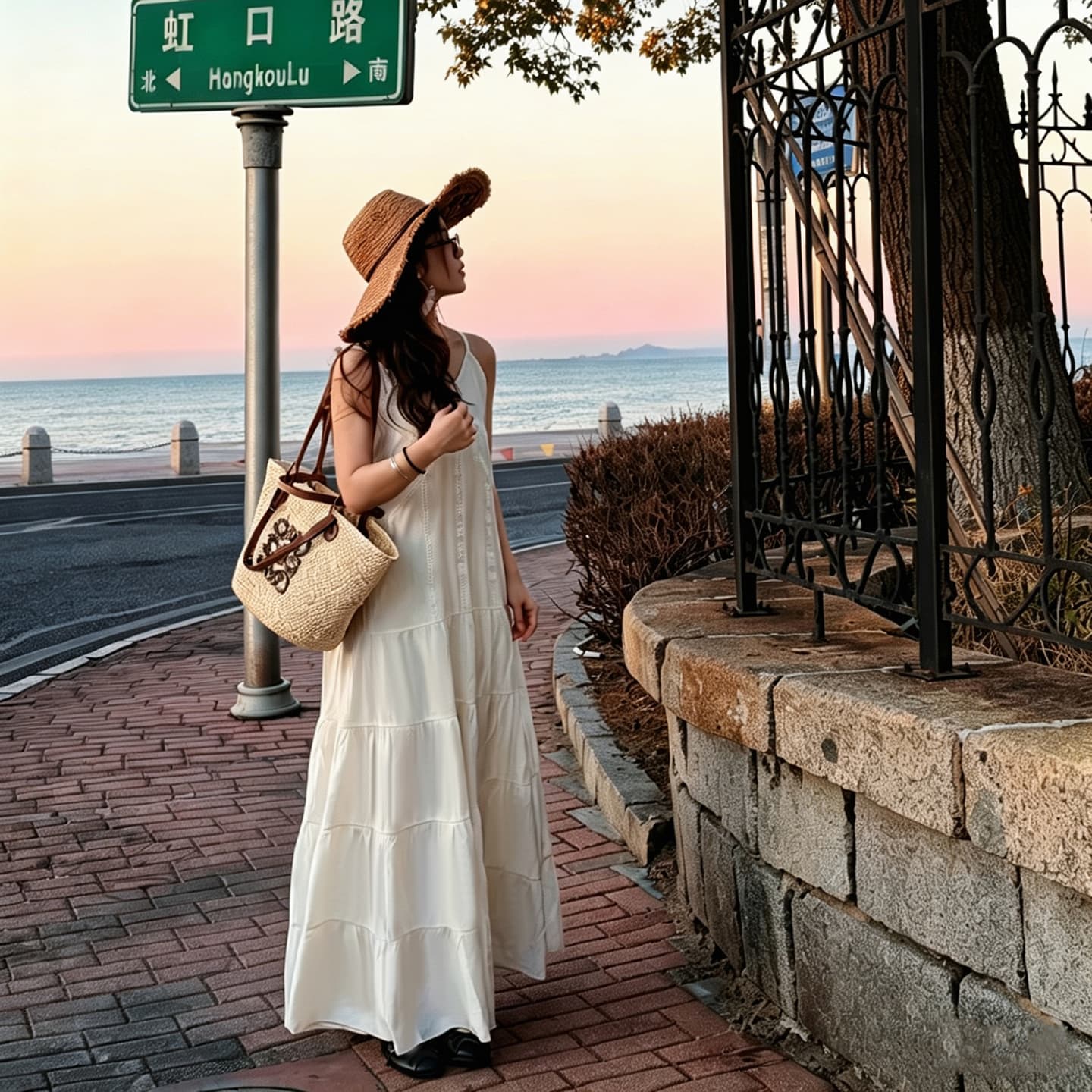 W1482 XuanChen Tall Figure Sexy Age-Reducing Lace Camisole Dress Summer New Plus Size Waist-Cinching Maxi Dress