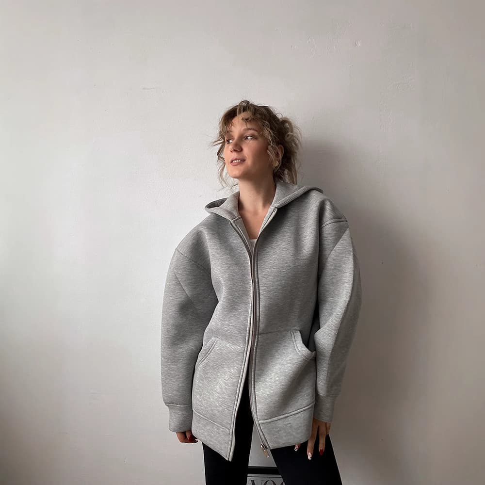 Women's Fall/Winter Zip-Up Hooded Long-Sleeve Jacket, Basic Casual Sweatshirt, New Arrival, In Stock